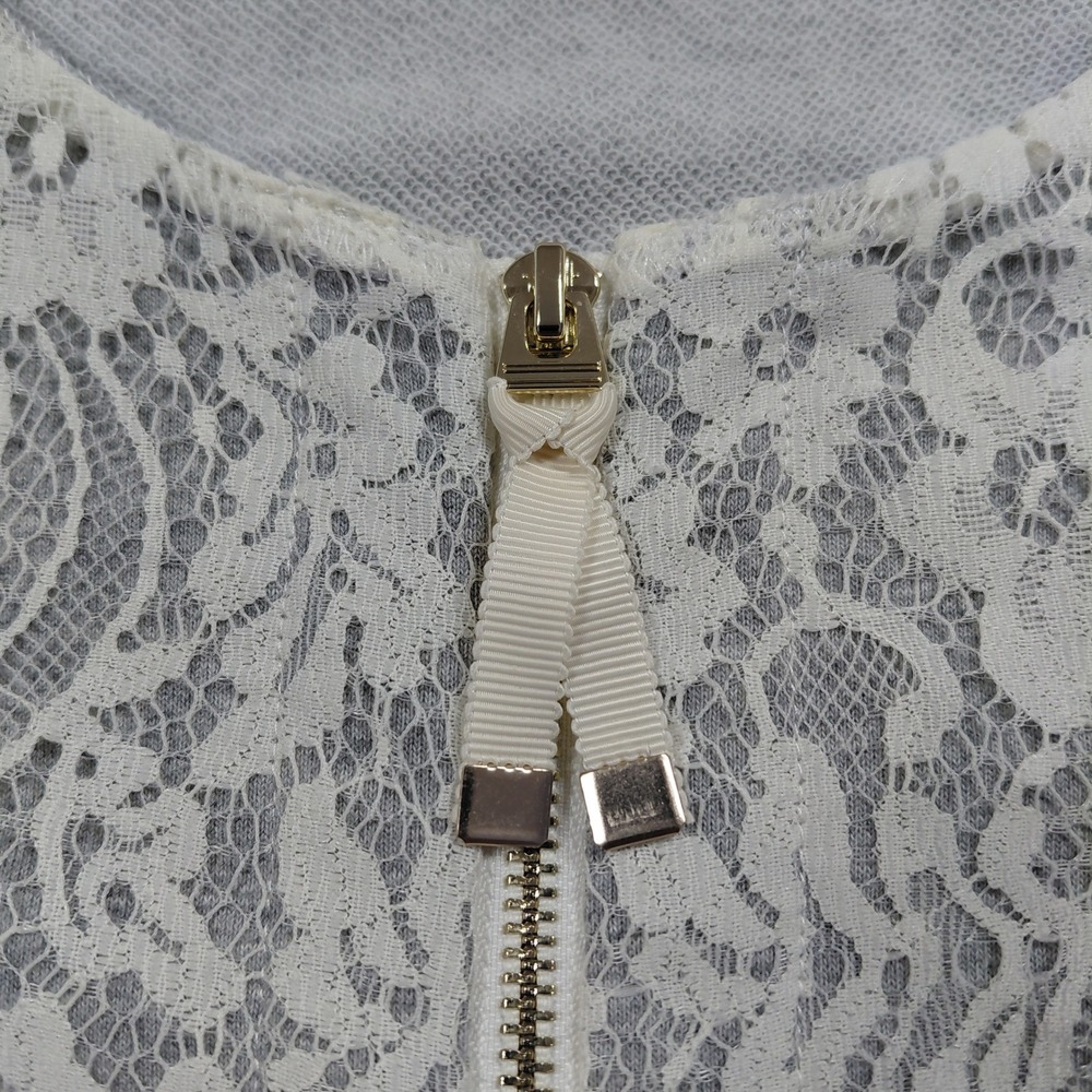 Soft Surroundings Grey White Floral Lace Overlay Zip Front Jacket XL - Picture 11 of 16